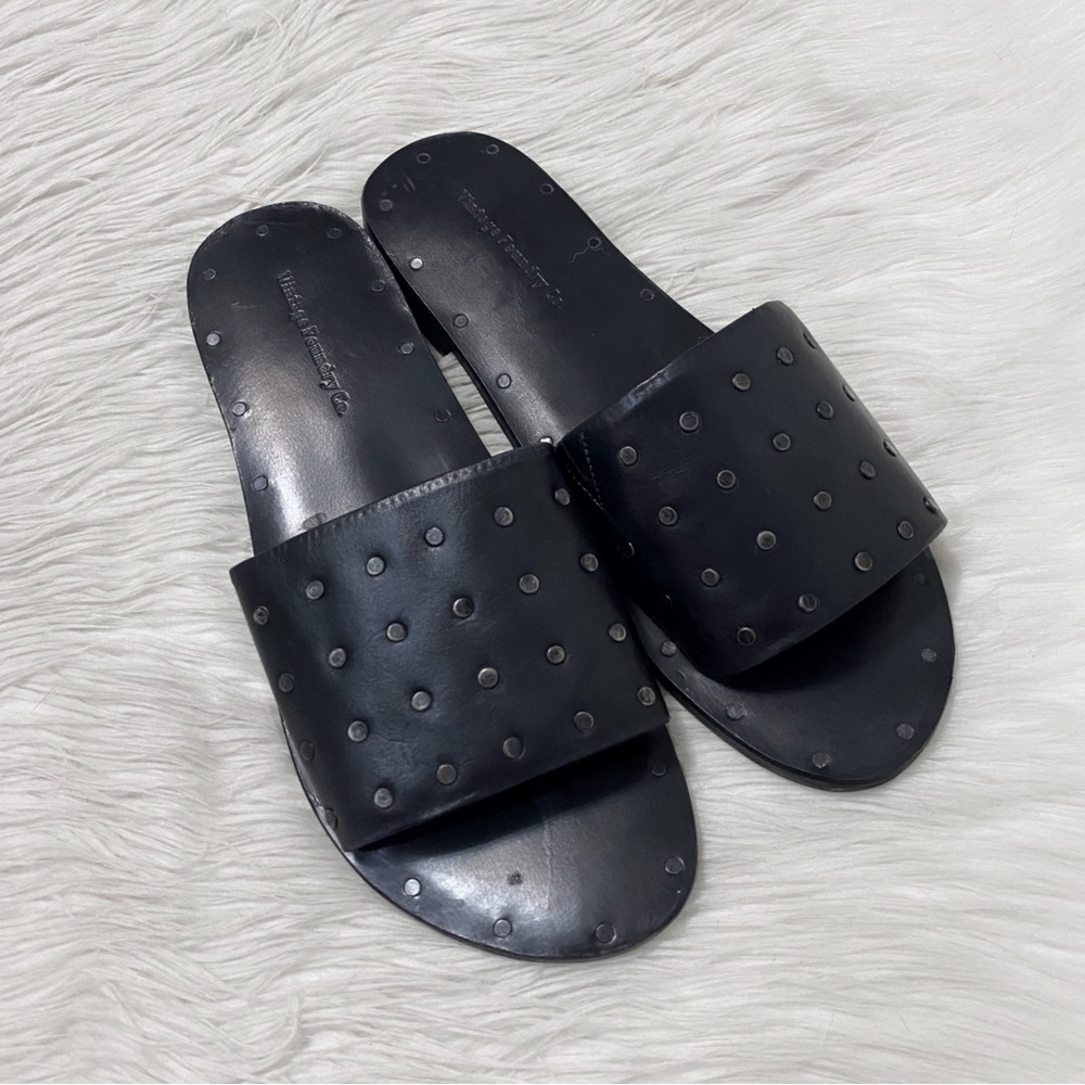 Vintage Foundry Co. Black Silver Stud Open Toe Slip On Lenore Sandals